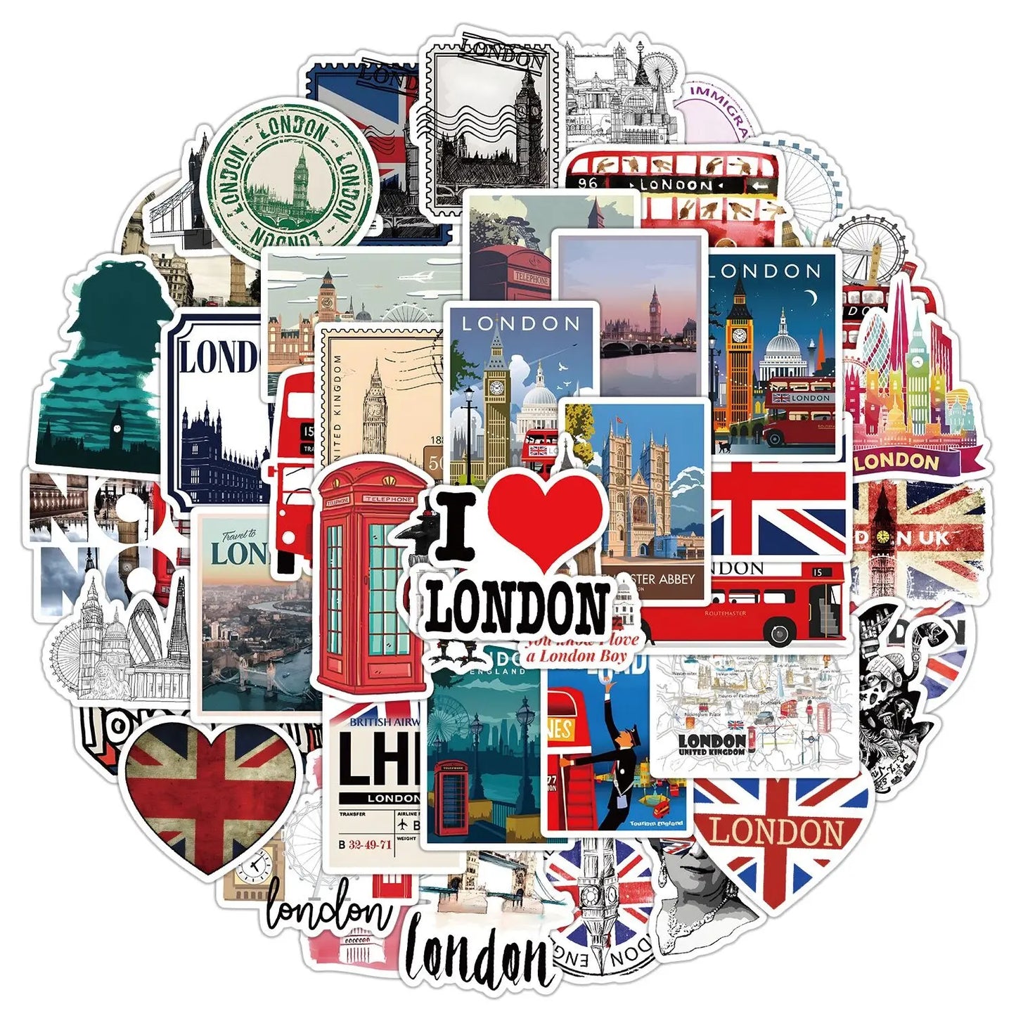 10/50PCS Vintage British London Landscape City Travel Stickers Aesthetic Graffiti Decals DIY Notebook Bike Phone Luggage Sticker