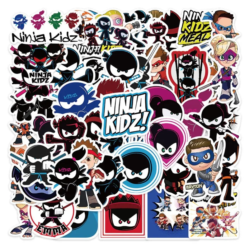 50pcs Ninja Kidz Anime Stickers for Laptop, Phone, Car, Scooter, Suitcase, Water Bottle, Refrigerator