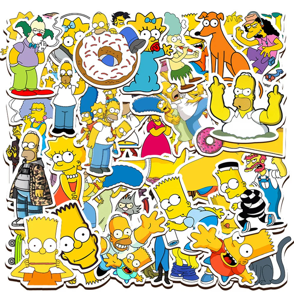 10/30/50pcs Kawaii Simpson Family Stickers Cartoon Anime Decals DIY Motorcycle Laptop Phone Car Waterproof Sticker Kids Toys