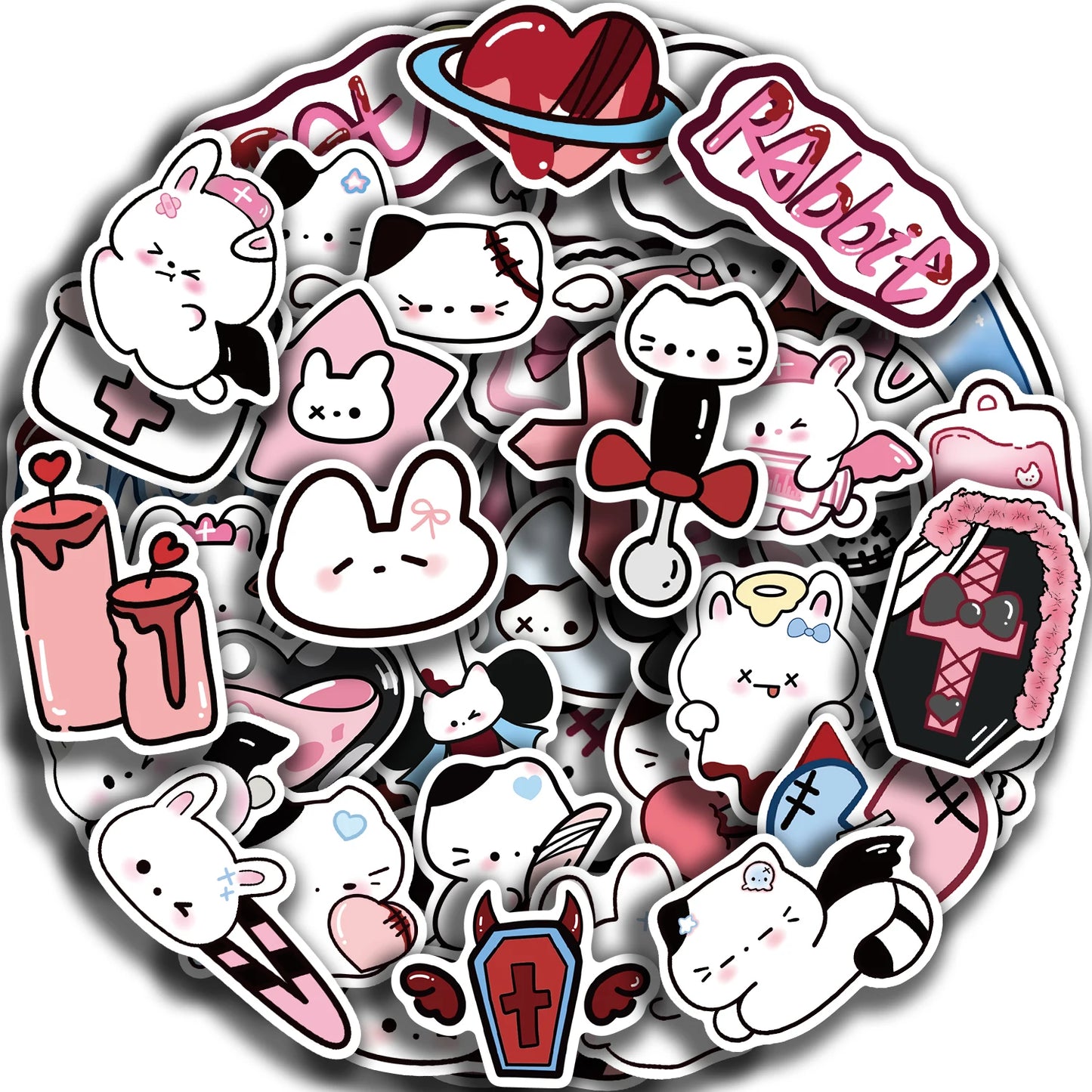 50 Cute Rabbit Stickers: Kawaii Cartoon Decals for Laptops