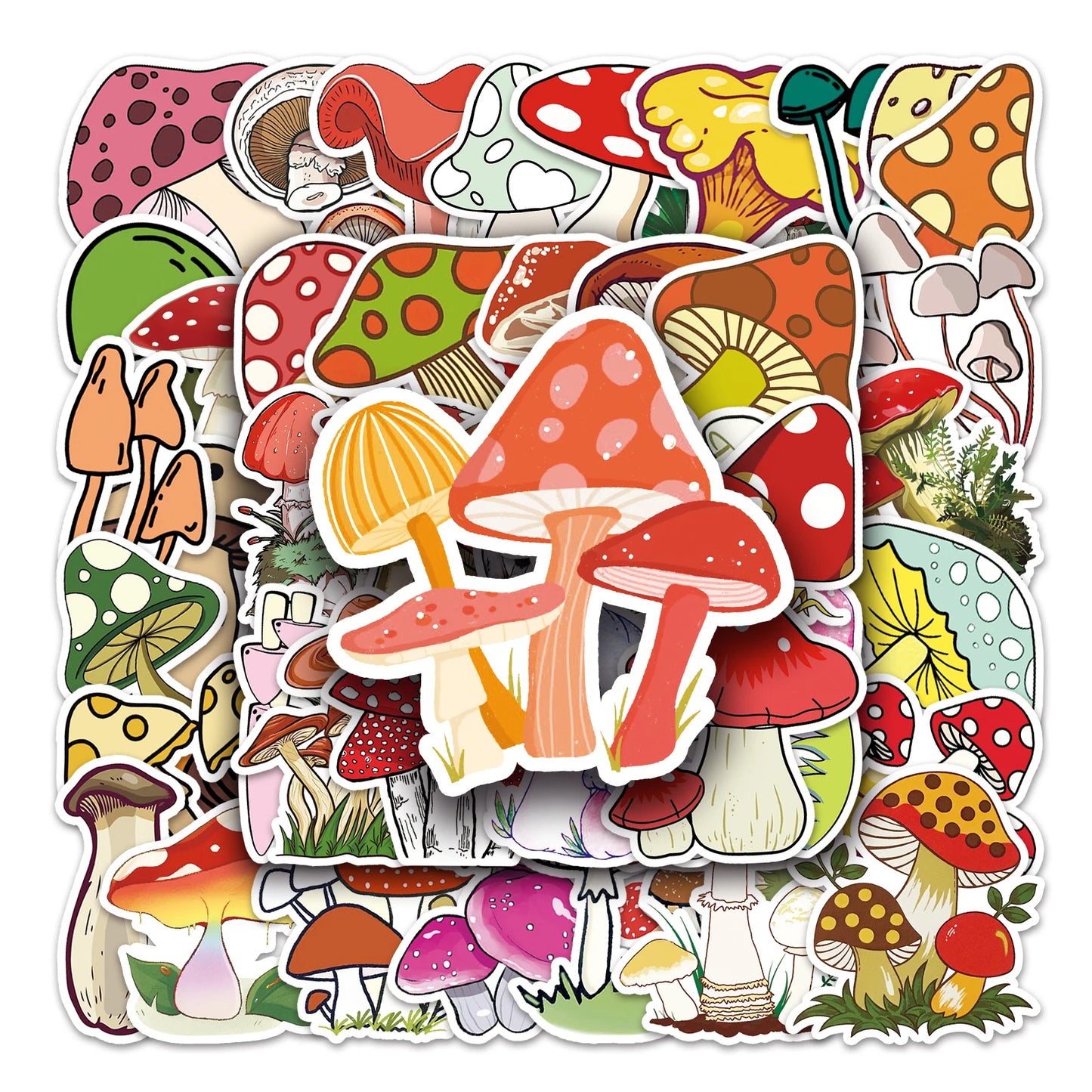 50Pcs Magic Mushroom Cartoon Waterproof Vinyl Stickers for Skateboard Snowboard Decal