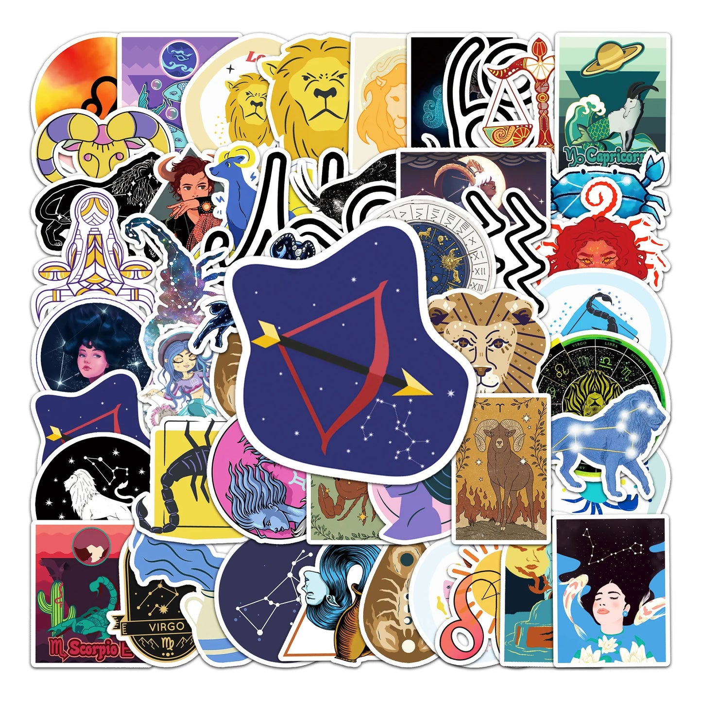 50Pcs Constellation Cartoon Waterproof Vinyl Stickers for Skateboard Snowboard