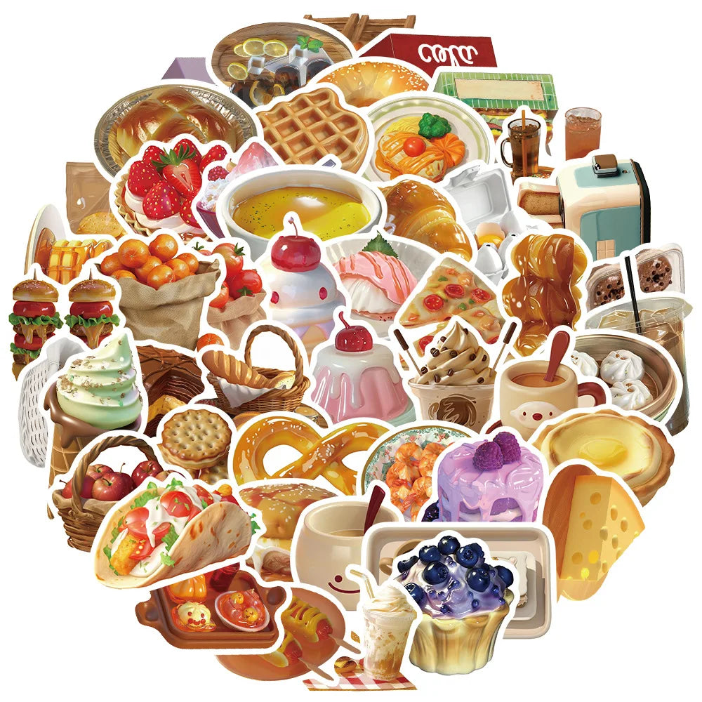 Kawaii Food Graffiti Stickers for Suitcase, Skateboard, Laptop, Phone - 10/30/50pcs