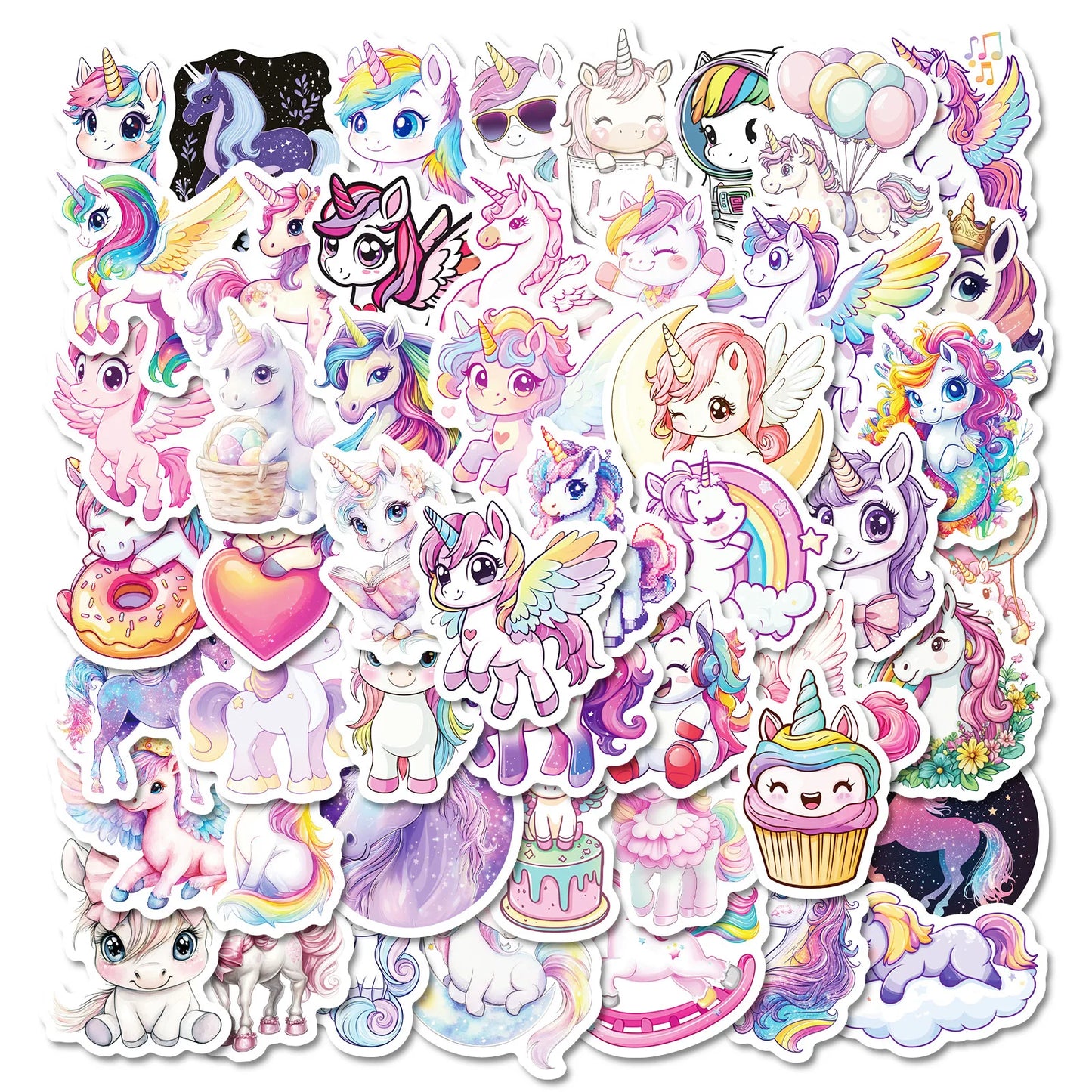 Unicorn Stickers Set: Cute Animal Cartoon Decals for Kids, DIY, Luggage, Laptop, Guitar, Skateboard