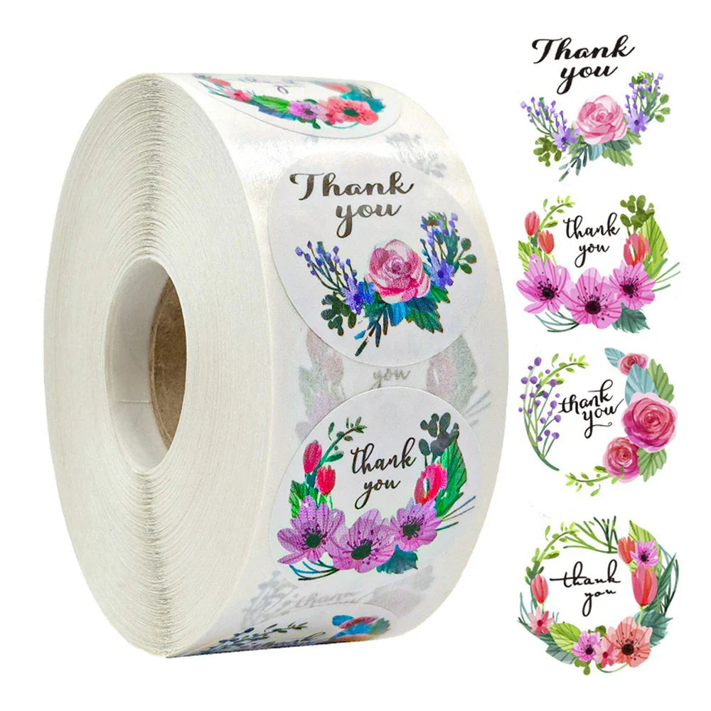 500pcs Thank You Flower Stickers Wedding Gift Labels