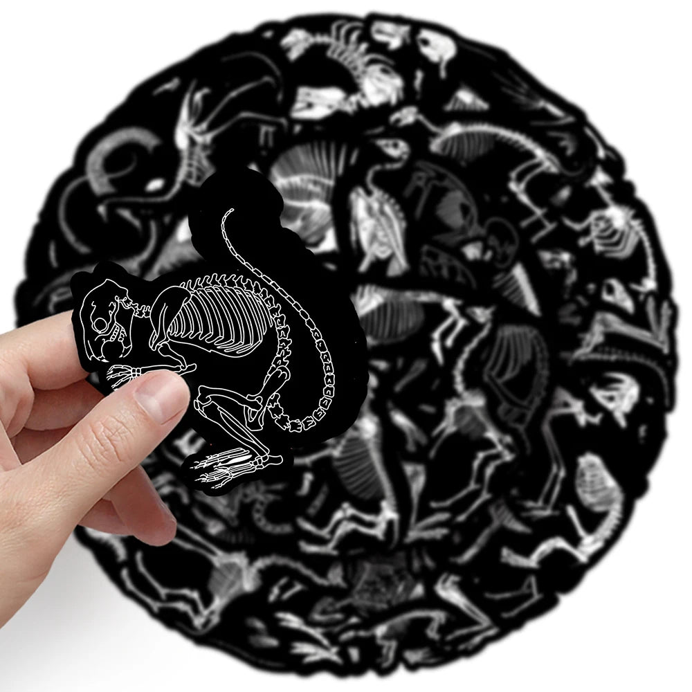 10/30/50PCS Animal Skeleton Black Stickers Cool Graffiti Toys PVC Waterproof Decoration For Phone Bike Skateboard Laptop Decals