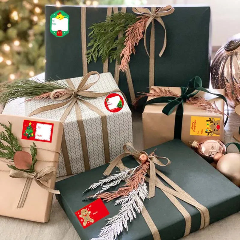 108Pcs/12Sheets Santa Claus Christmas Tree Elk Candy Bag Sealing Sticker Gift Box Name Tags Xmas New Year Present Label Sticker