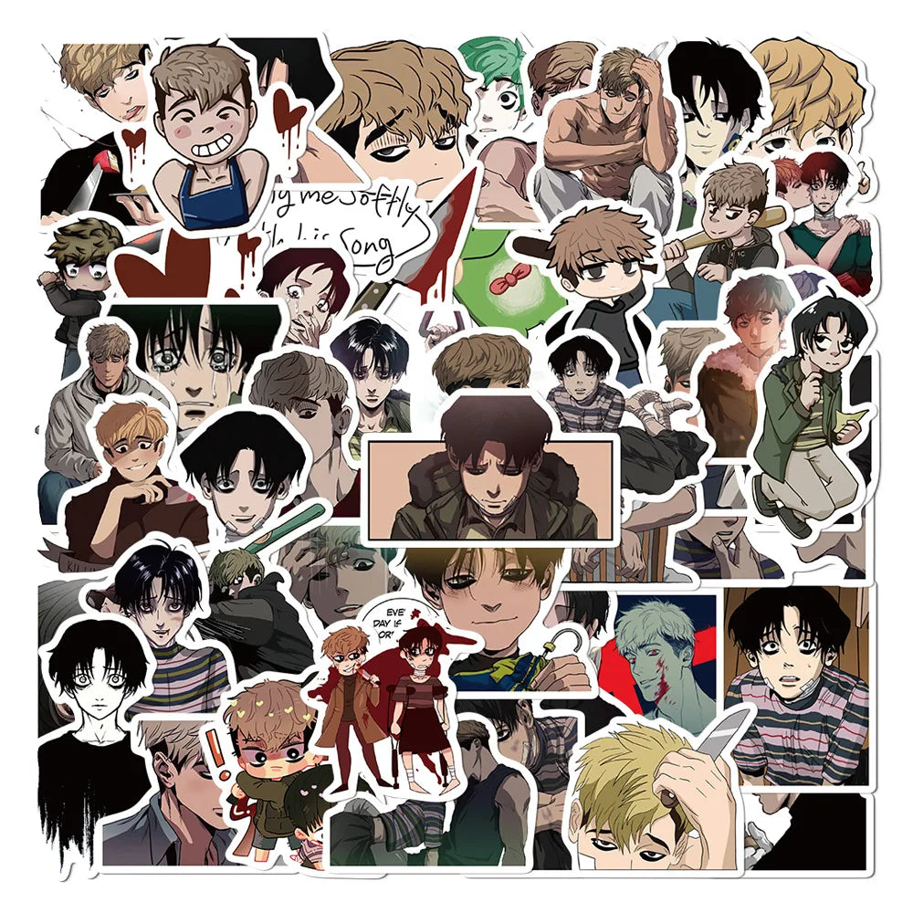 50pcs Killing Stalking Cartoon Stickers for Helmet, Desktop, Wall Decoration