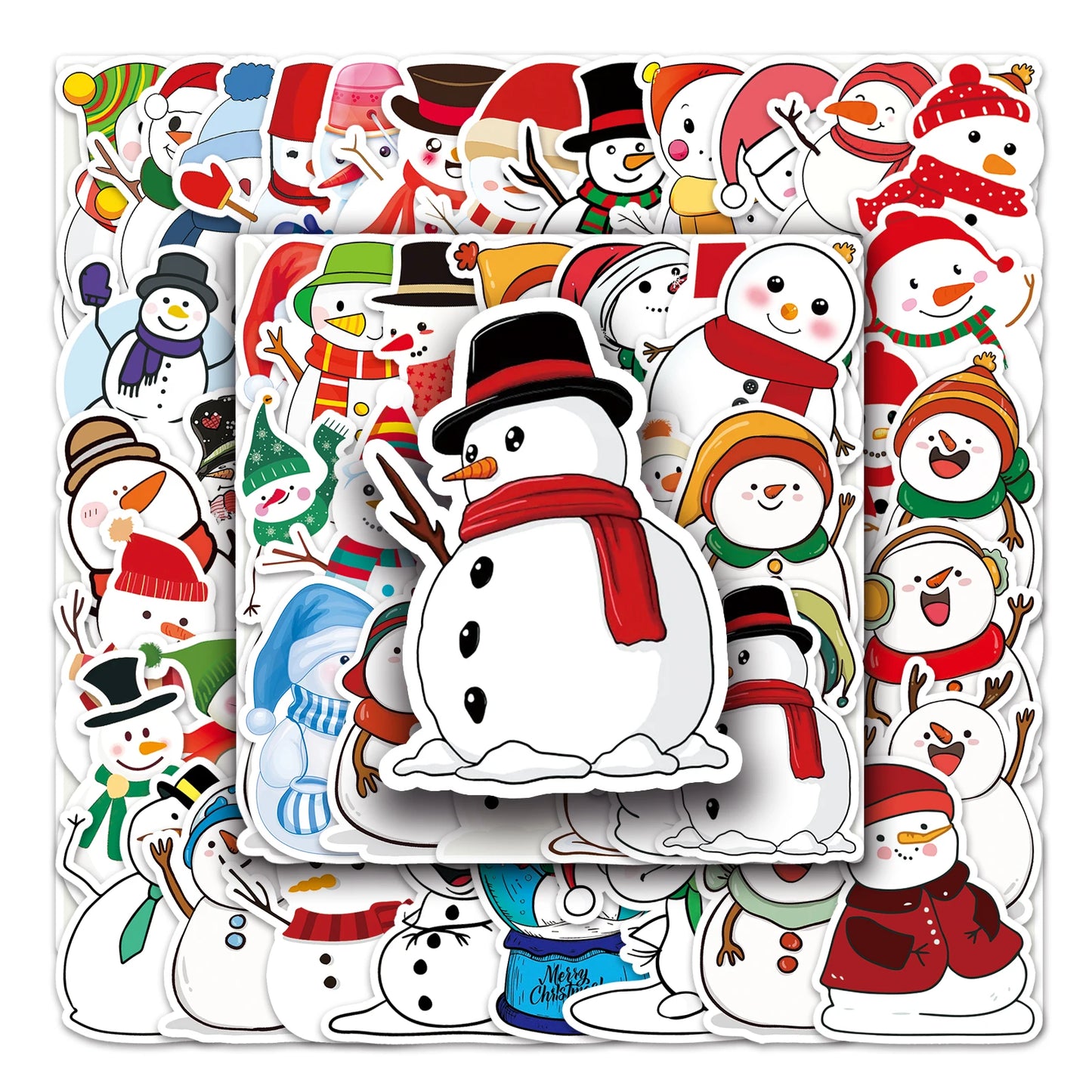 50Pcs Snowman Cartoon Waterproof Vinyl Stickers for Skateboard Snowboard