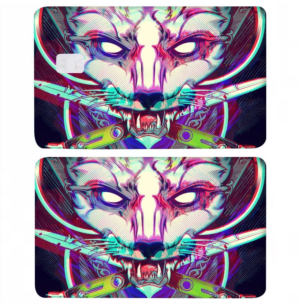 Samurai Oni Mask Card Sticker - Waterproof DIY Skin