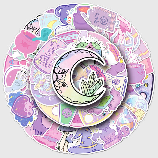 Cute Pink Goth Magic Stickers for Phone Laptop Luggage Skateboard 10/30/50PCS