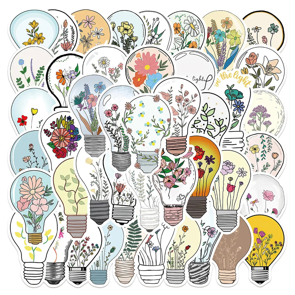10/30/50pcs Aesthetic Art Flower Stickers for Laptop Phone Guitar Luggage Scrapbook Car Decals