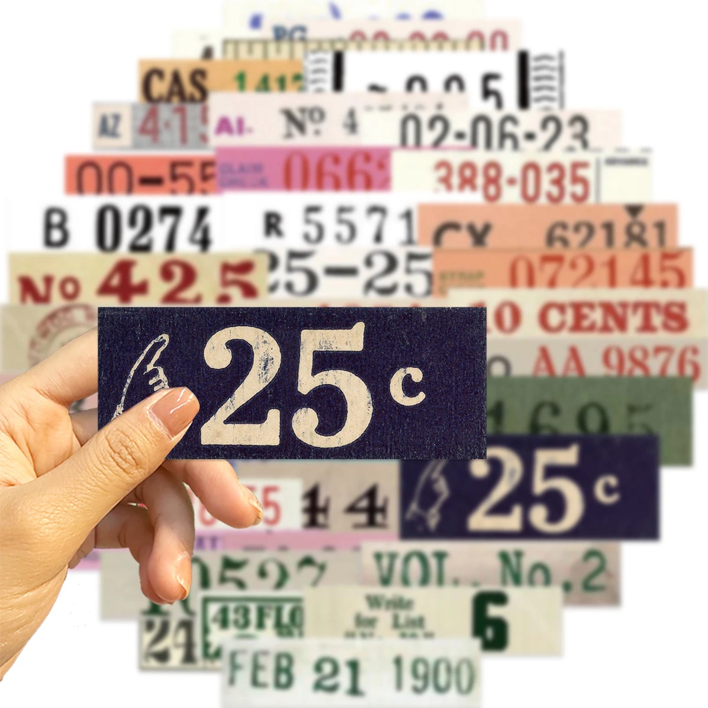 50Pcs Vintage Digital Stickers For Laptop Phone Case Skateboard Suitcase Waterproof Decals Number Sticker For Kids Gifts Toys