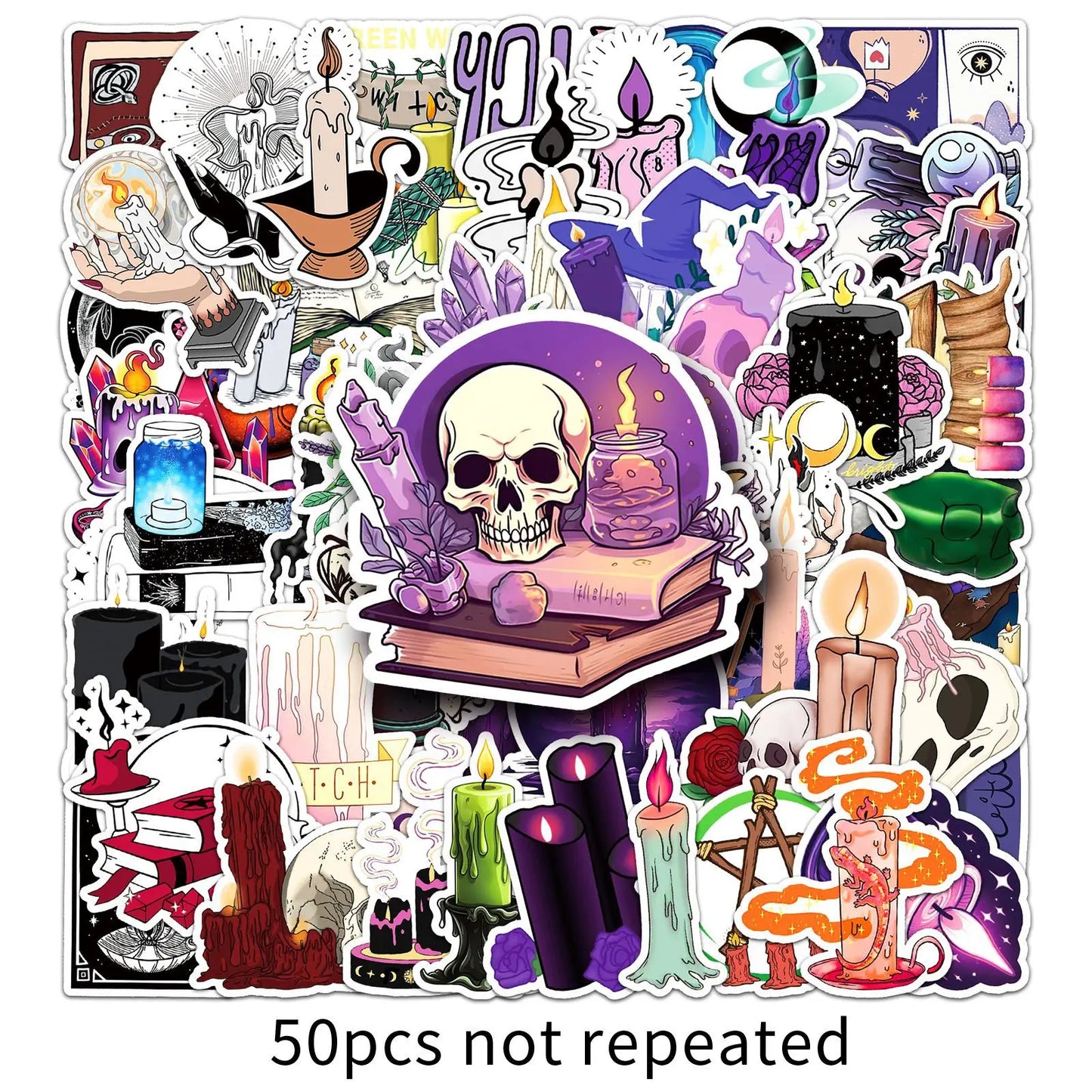 Scary Witch Candle Stickers for Phone Laptop Luggage Skateboard Decals
