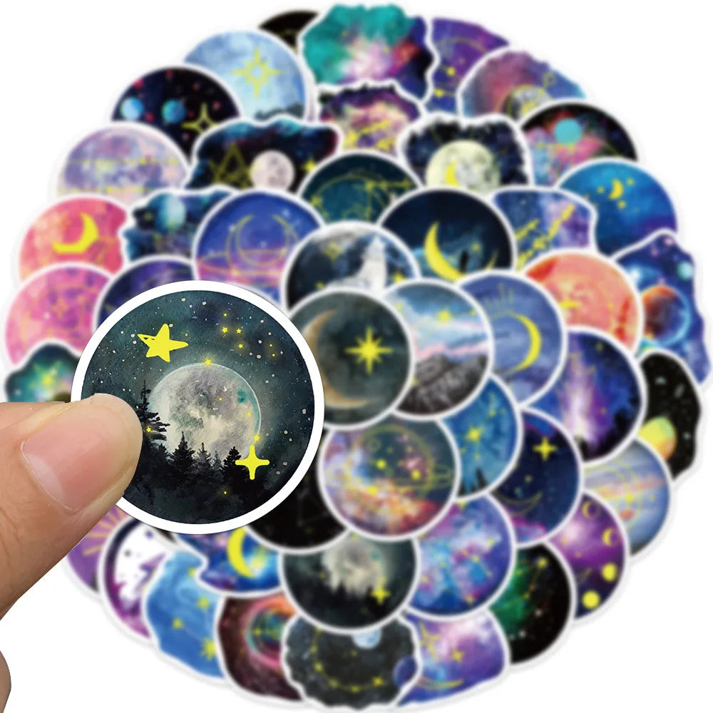 10/50Pcs NEW Moonlight Star Graffiti Stickers for Suitcase Skateboard Laptop Luggage Phone Car Styling Decal Waterproof Sticker