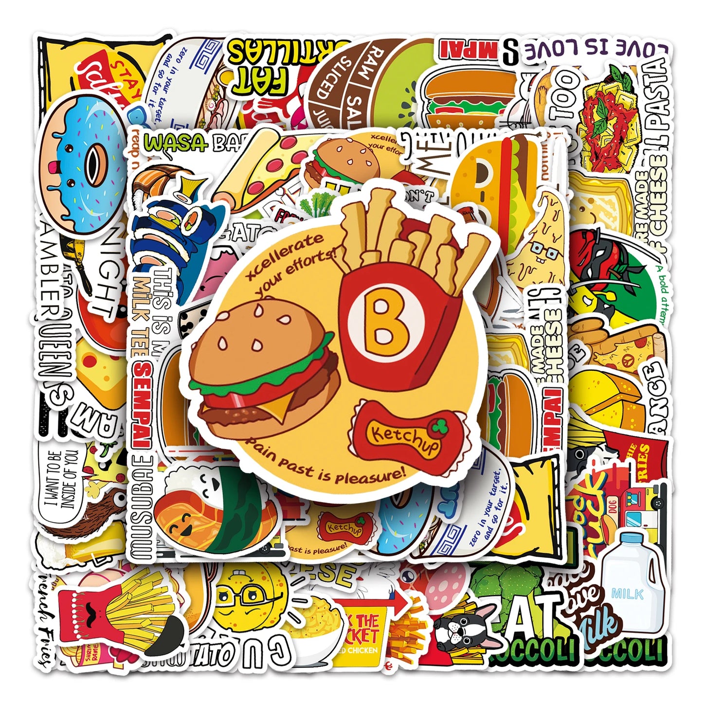 50Pcs Cartoon Waterproof Vinyl Stickers for Skateboard Snowboard Decals
