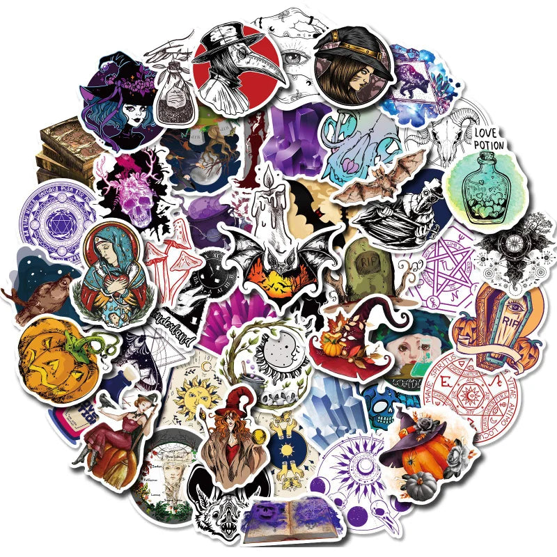 Aesthetic Magic Book Stickers Halloween Cartoon Scrapbook Guitar Laptop Phone Skateboard