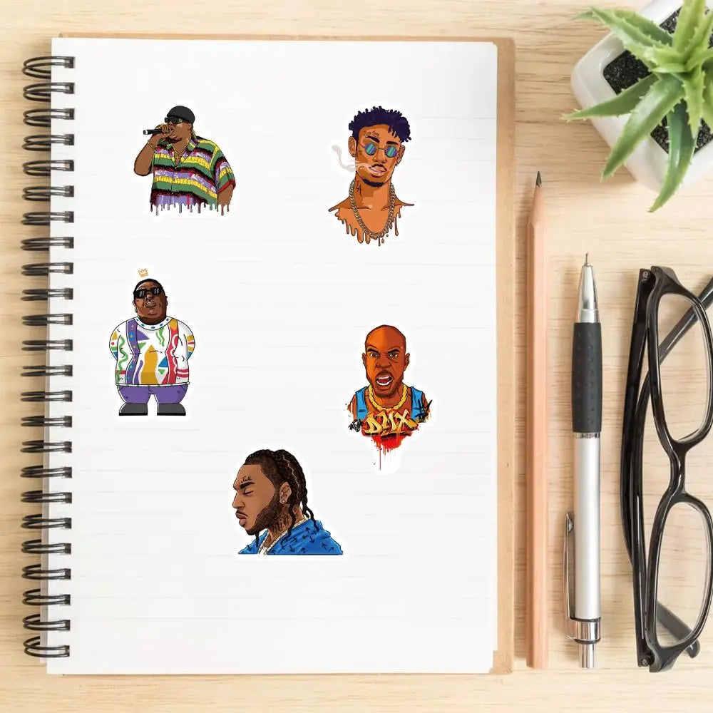 10/30/64pcs Mix of Rapper Hip Hop Cartoon Sticker Packs