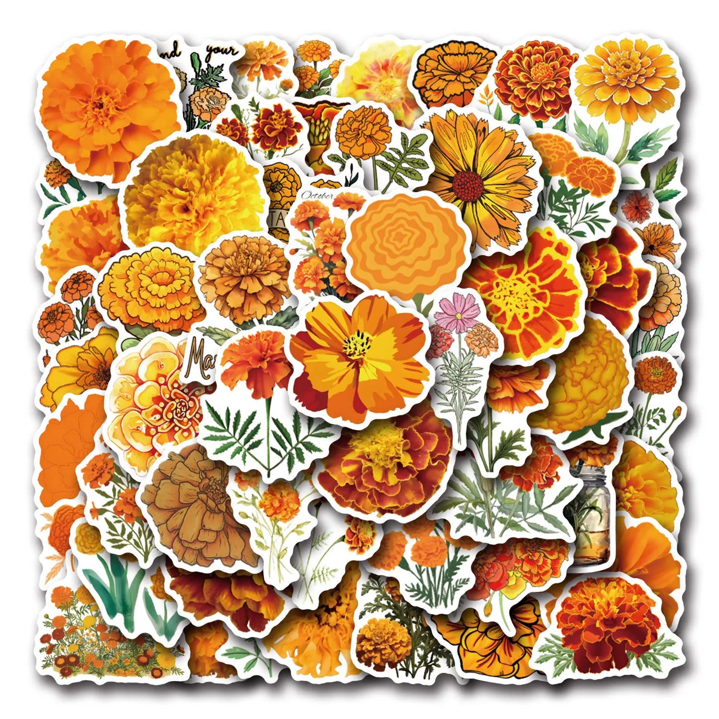 Marigold Stickers: DIY Decor for Laptop, Phone, Guitar