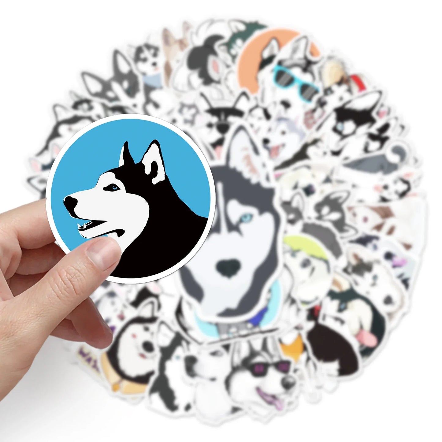 50Pcs Husky Cartoon Waterproof Vinyl Stickers for Skateboard Snowboard