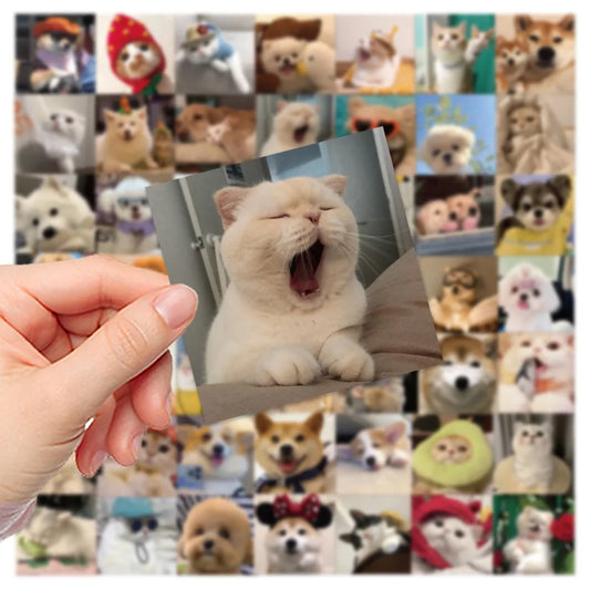 Cute Dog Cat Stickers Decals for Kids DIY Laptop Phone Notebook Suitcase Kawaii Animal MEME Stickers Gift