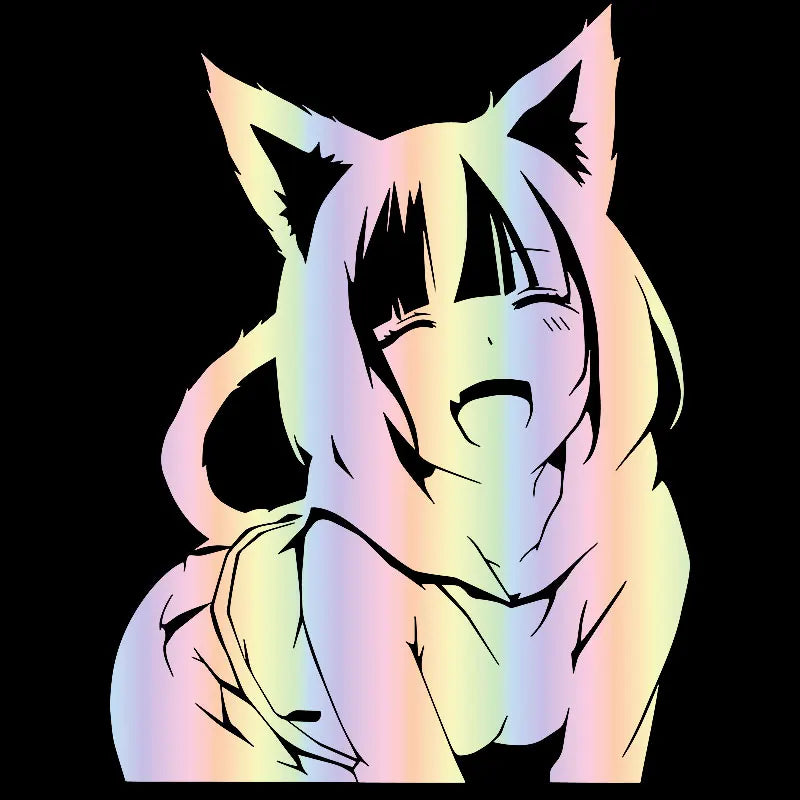 Animates A Female Cat Cartoon Car Sticker Beautiful Girl Window Decoration Laptop Stickers Waterproof Vinyl Decals
