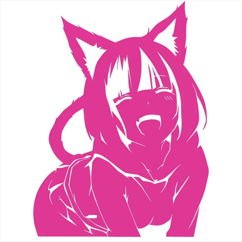 Animates A Female Cat Cartoon Car Sticker Beautiful Girl Window Decoration Laptop Stickers Waterproof Vinyl Decals