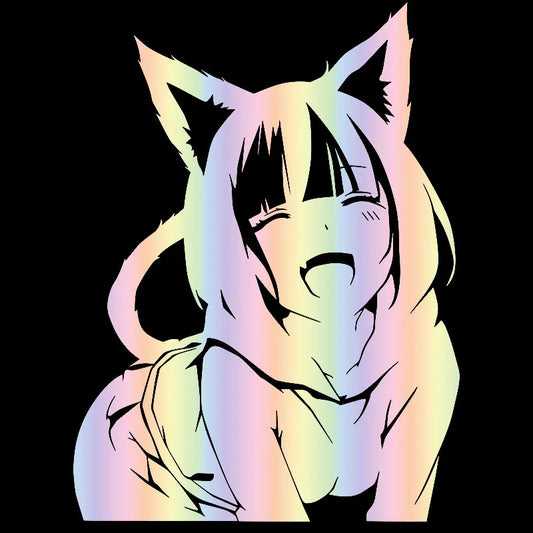 Animates A Female Cat Cartoon Car Sticker Beautiful Girl Window Decoration Laptop Stickers Waterproof Vinyl Decals