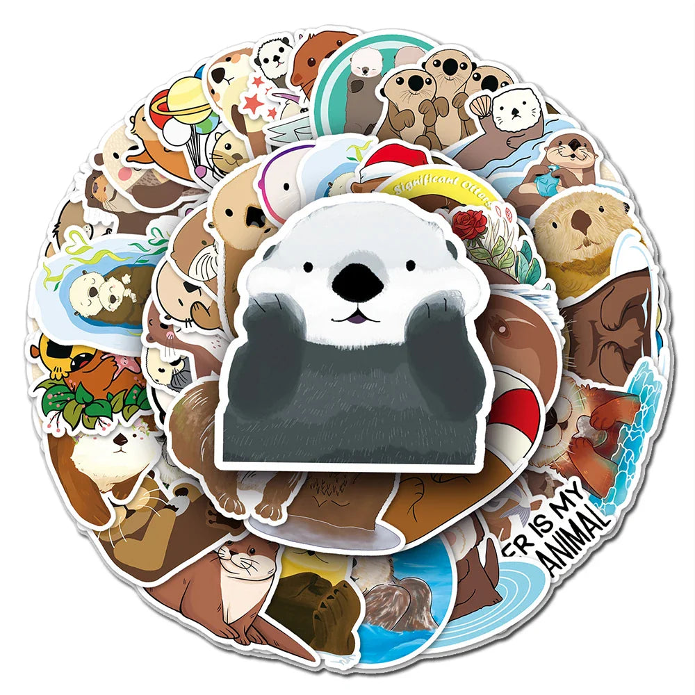 Cute Otter Stickers Pack - Waterproof Decals for Phone, Suitcase, Notebook, Car, Kids Gift