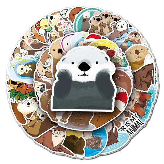 Cute Otter Stickers Pack - Waterproof Decals for Phone, Suitcase, Notebook, Car, Kids Gift