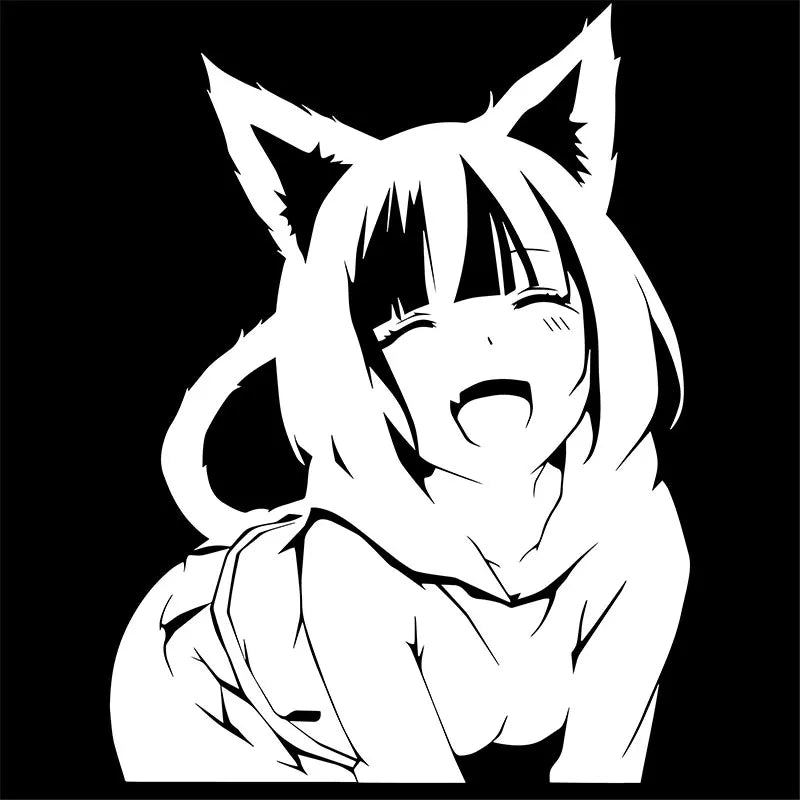 Animates A Female Cat Cartoon Car Sticker Beautiful Girl Window Decoration Laptop Stickers Waterproof Vinyl Decals