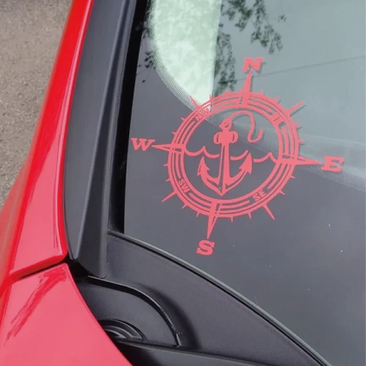 Pirate Ship Compass Car Window Vinyl Sticker