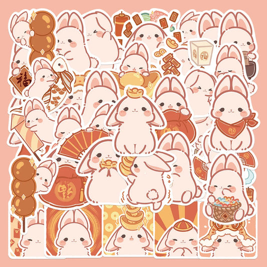 Cute Rabbit Stickers Pack - Cartoon Animal Decals for Laptop, Phone, Suitcase, Car, Kids