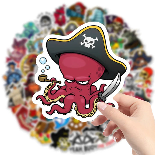 Cartoon Pirate Stickers Set for Kids - DIY Laptop Phone Fridge Car Decals