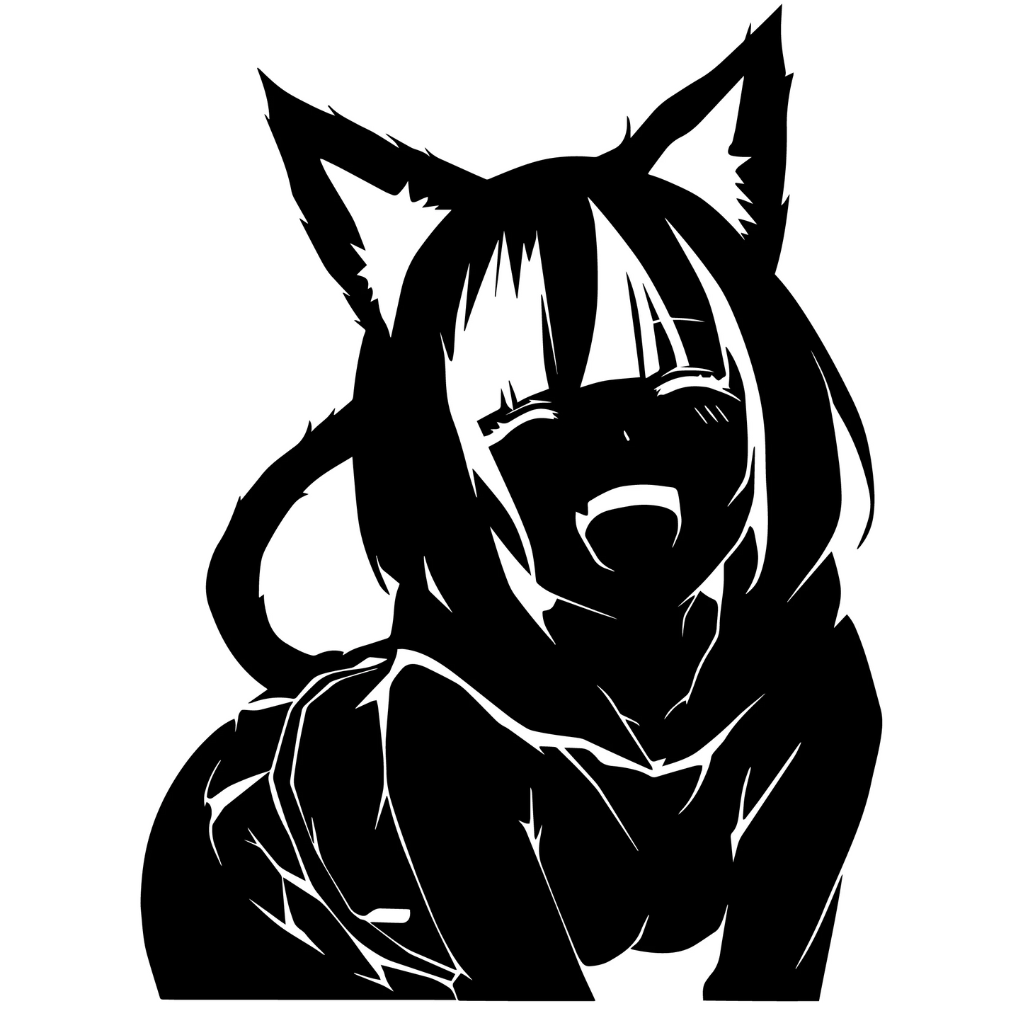Animates A Female Cat Cartoon Car Sticker Beautiful Girl Window Decoration Laptop Stickers Waterproof Vinyl Decals