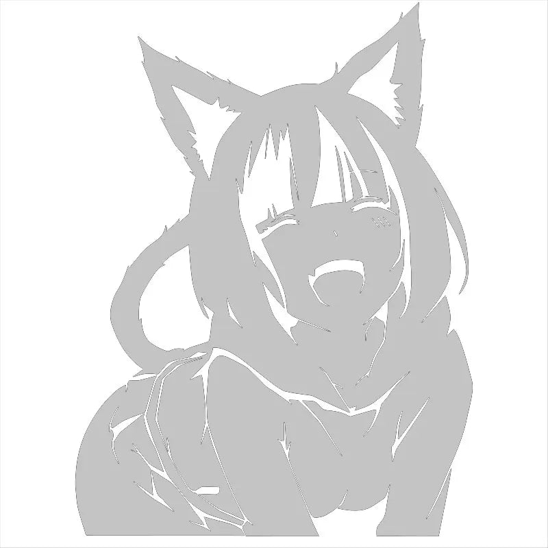 Animates A Female Cat Cartoon Car Sticker Beautiful Girl Window Decoration Laptop Stickers Waterproof Vinyl Decals