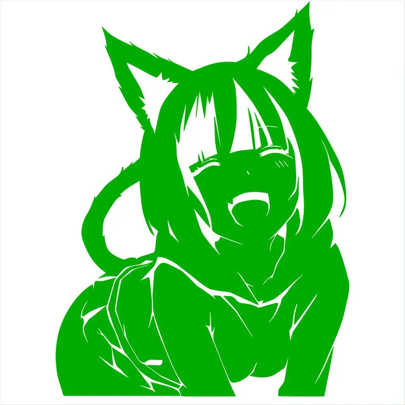 Animates A Female Cat Cartoon Car Sticker Beautiful Girl Window Decoration Laptop Stickers Waterproof Vinyl Decals