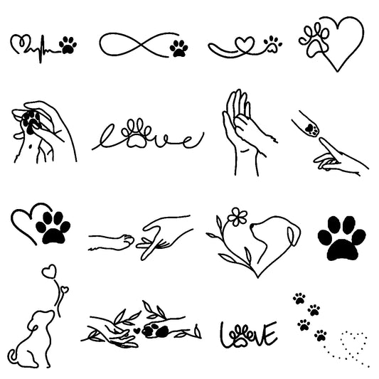 Simple Love Dog Line Temporary Tattoo,Lasts To 15 Days New Technology Magic Waterproof Semi Permanent Sticker.