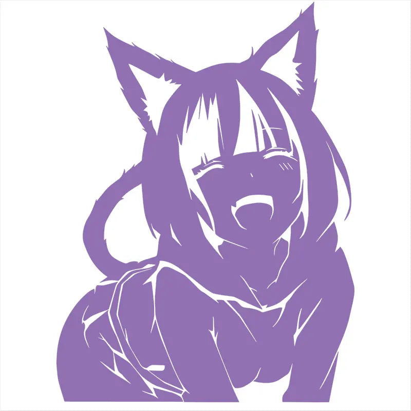 Animates A Female Cat Cartoon Car Sticker Beautiful Girl Window Decoration Laptop Stickers Waterproof Vinyl Decals