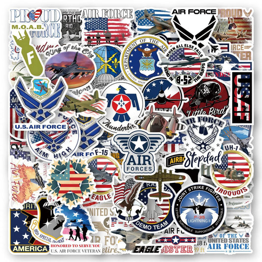 USAF Stickers Decals for Laptop, Phone, Suitcase, Helmet, Car, Kids Toys - 10/30/50PCS
