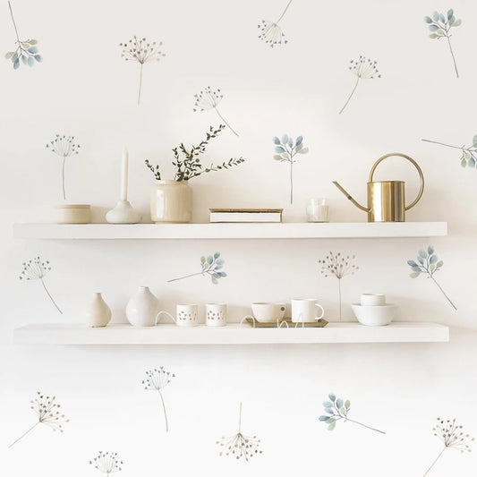 Watercolor Floral Wall Sticker Vinyl Removable Decals for Kids Room and Living Room Decor