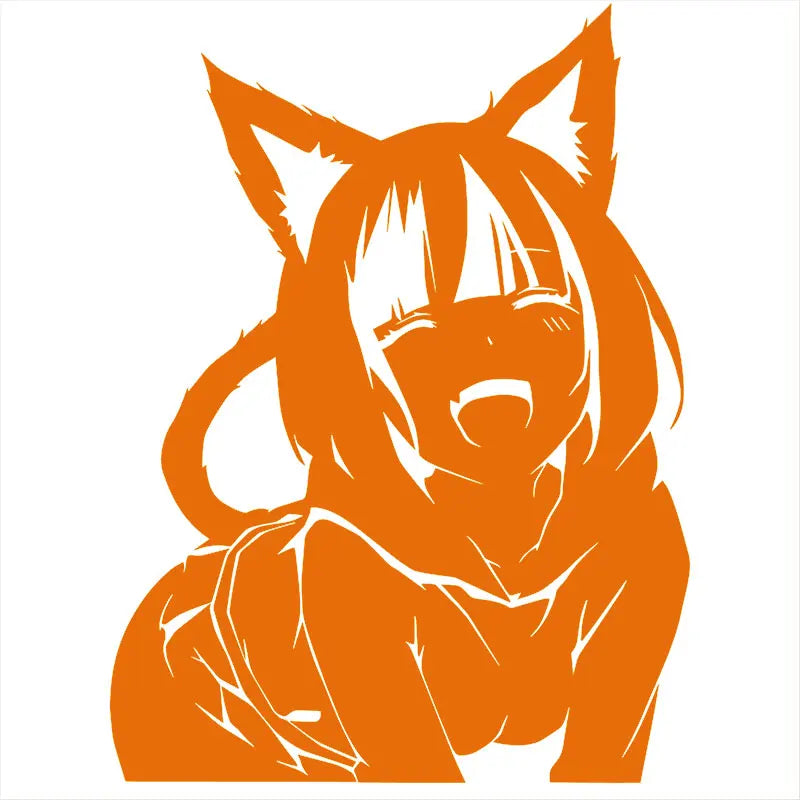 Animates A Female Cat Cartoon Car Sticker Beautiful Girl Window Decoration Laptop Stickers Waterproof Vinyl Decals