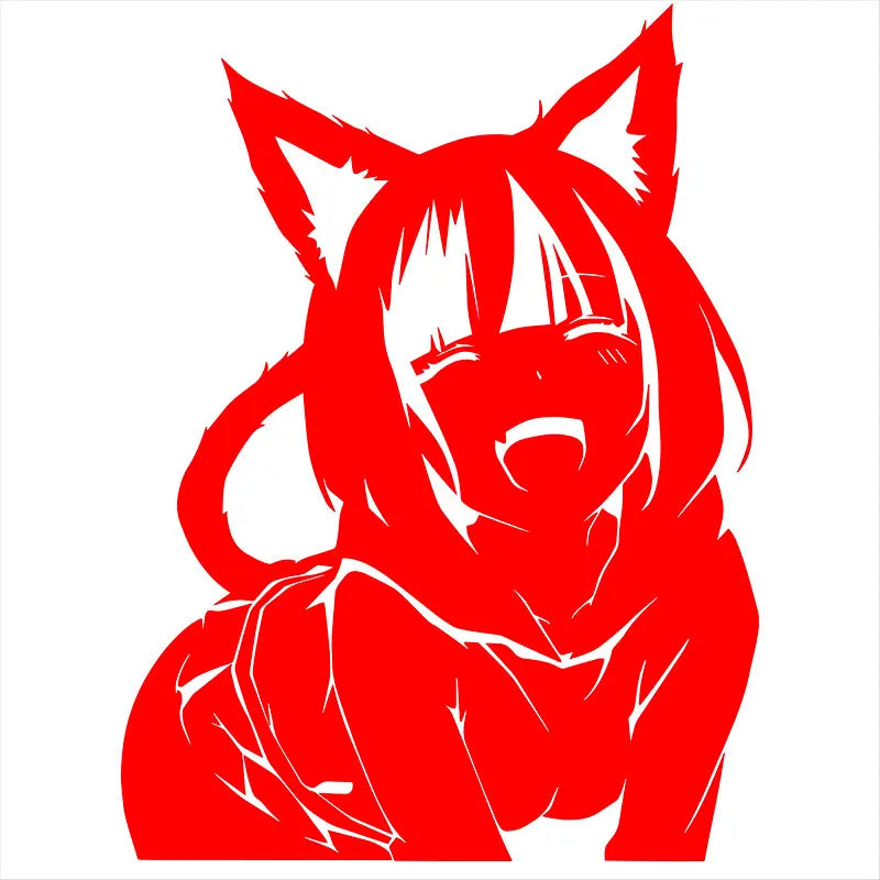 Animates A Female Cat Cartoon Car Sticker Beautiful Girl Window Decoration Laptop Stickers Waterproof Vinyl Decals