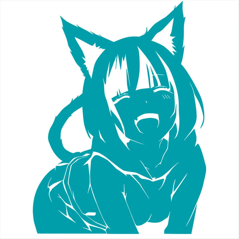 Animates A Female Cat Cartoon Car Sticker Beautiful Girl Window Decoration Laptop Stickers Waterproof Vinyl Decals