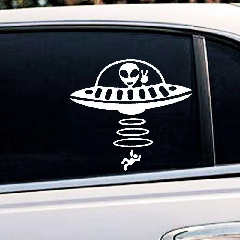 UFO Alien Car Stickers: Reflective Waterproof Vinyl Decals