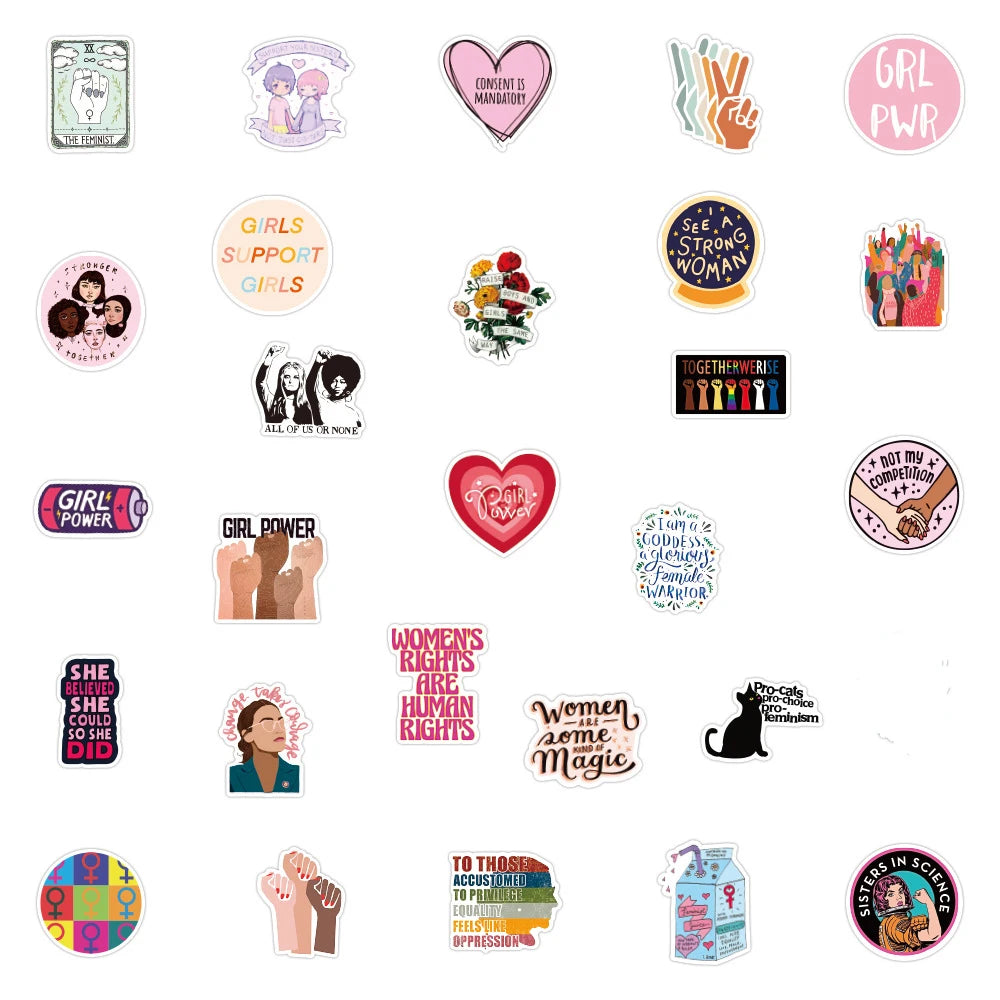 10/50/100PCS Girl Power Feminist Stickers Laptop Skateboard Phone Water Bottle Bike Waterproof Graffiti Sticker Decal Kid Toy