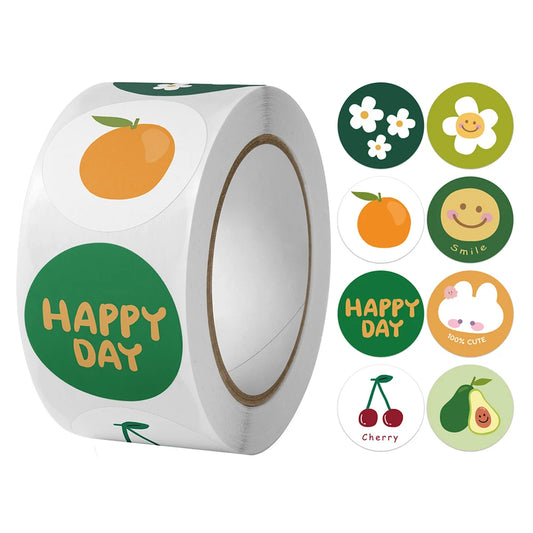 100-500pcs Round Happy Day Stickers For Envelope Seal Labels Gift Packaging Decor Birthday Party Scrapbooking Stationery Sticker