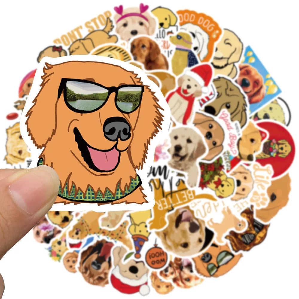 10/30/50PCS Golden Retriever Dog Stickers Cartoon DIY Bike Travel Luggage Laptop Kid Toys Classic Toy Decals Graffiti Sticker F3