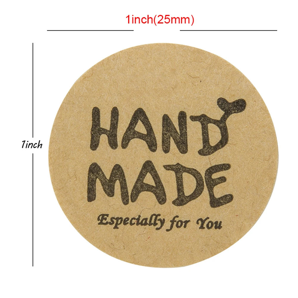 100-500pcs Brown Round HANDMADE Stickers Seal Labels Especially For You Labels Stickers Scrapbooking And Stationery Roll Sticker