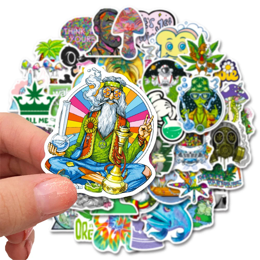 10/30/50 PCS Psychedelic Weed Relaxation Sticker Packs